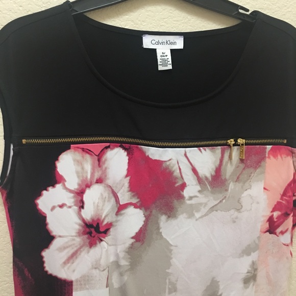 Calvin Klein Small Black Floral Sleeveless Blouse - Picture 3 of 7